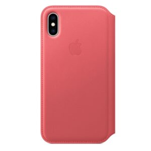 Apple iPhone Xs Leder Folio – Pfingstrosenpink Handyhülle