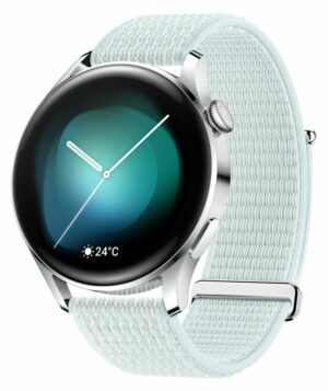 Huawei Watch 3 Edelstahlgehäuse mit Nylon Blue Armband Smartwatch