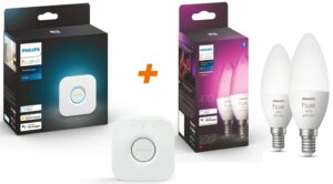 Philips Hue Starter Set Hue-Bridge + Hue LED E14 Leuchtmittel