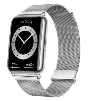 Huawei Watch Fit 2 Silber Edelstahl mit silbernem Milanaise Armband Smartwatch