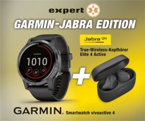Garmin Bundle Vivoactive 4 schwarz Smartwatch + Jabra Elite 4 Active
