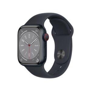 Apple Watch Series 8 GPS + Cellular 45mm Aluminiumgehäuse Mitternacht mit schwarzem Sportarmband - Regular