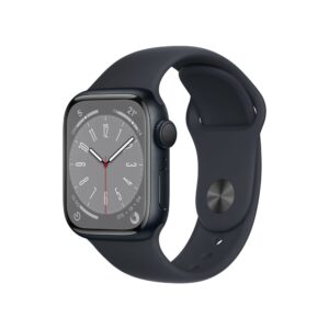 Apple Watch Series 8 GPS 41mm Aluminiumgehäuse Mitternacht mit schwarzem Sportarmband - Regular
