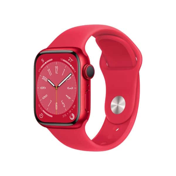 Apple Watch Series 8 GPS 45mm Aluminiumgehäuse (PRODUCT)RED mit (PRODUCT)RED Sportarmband - Regular