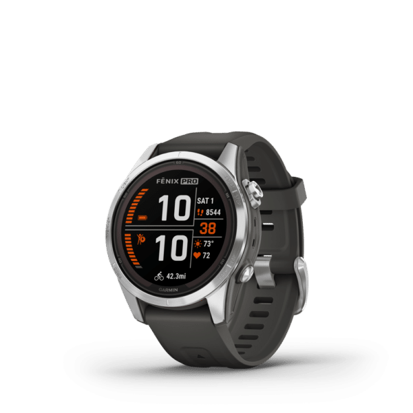 Garmin Fenix 7S Pro - Solar Edition Graphit mit QuickFit-Silikon-Armband 20 mm